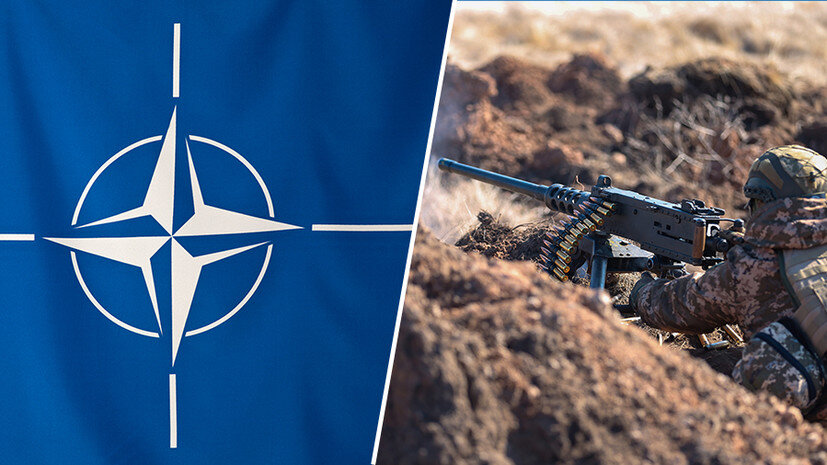     Символика НАТО / украинский военный с американским оружием Gettyimages.ru Mustafa Ciftci