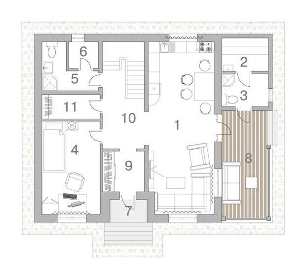 План 1-го этажа дома по проекту 22-232