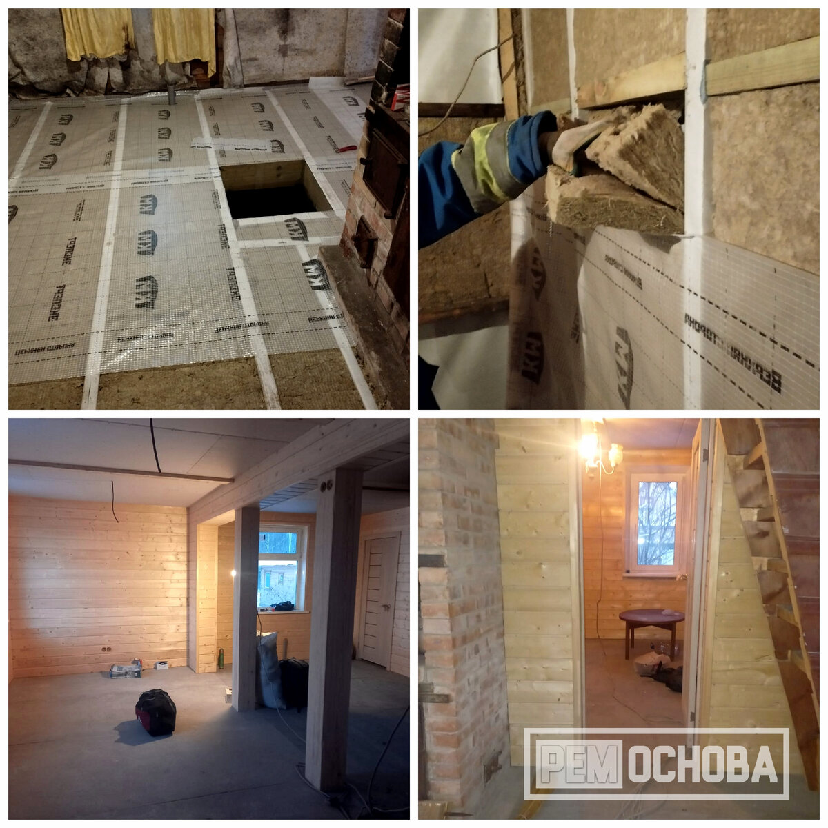 Внутренние ремонтные работы в доме в СНТ Дружба: полы, стены, веранда 