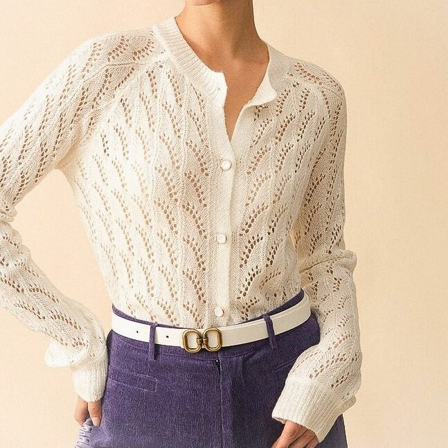 Кофта на пуговицах с ажурными волнами. Обсуждение на LiveInternet ...