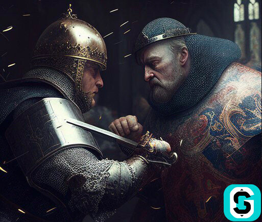 Нейросеть Midjourney представляет себе конфликт акционеров именно так.