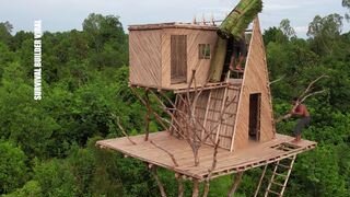 Построили деревянный дом на 15 метров в джунглях!