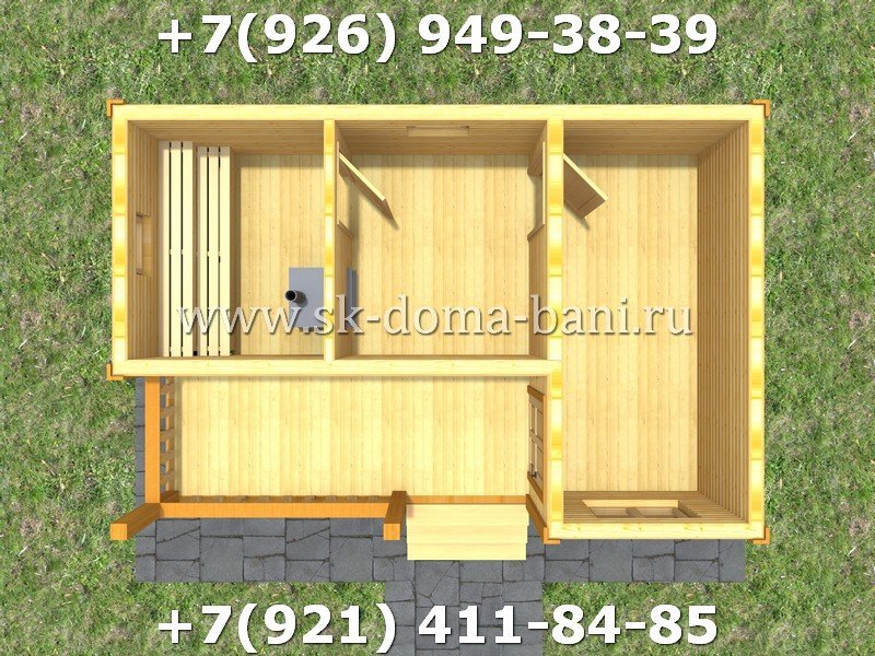 Проект Б-5 4х6 м баня из профилированного бруса купить