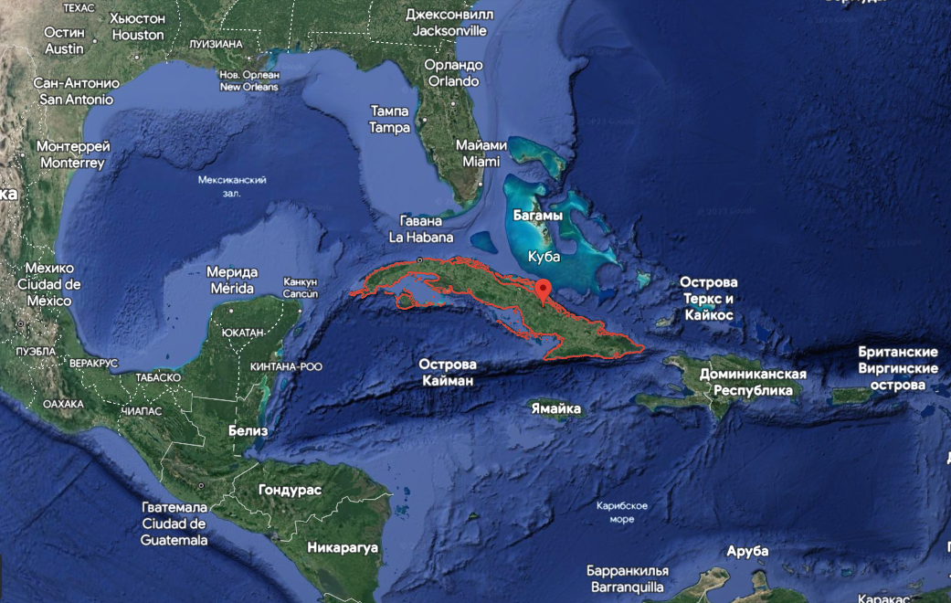 Карта географического положения Кубы