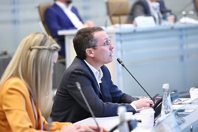    Министр благоустройства Подмосковья Михаил Хайкин на совещании губернатора Московской области Андрея Воробьева с руководящим составом правительства Московской области и главами городских округов © Антон Чернов, «Подмосковье Сегодня»