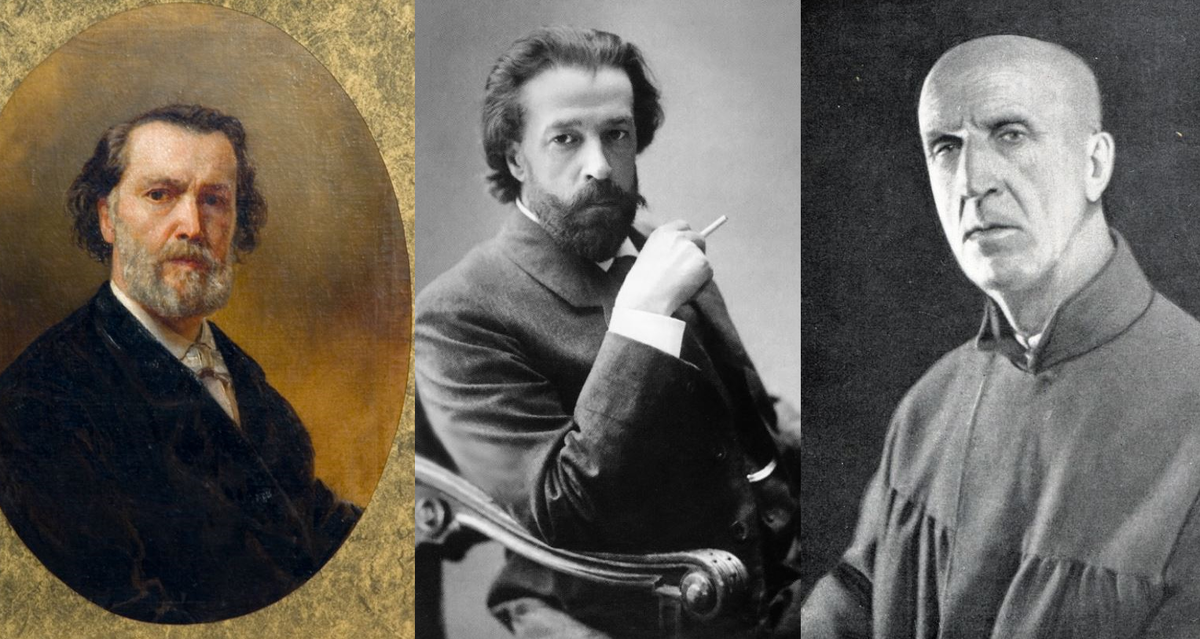 Слева направо: художник и архитектор Шервуд Владимир Иосифович (1832 -1897) и его сыновья, архитектор Шервуд Владимир Владимирович (1867 -1930) и скульптор Шервуд Леонид Владимирович (1871-1954)