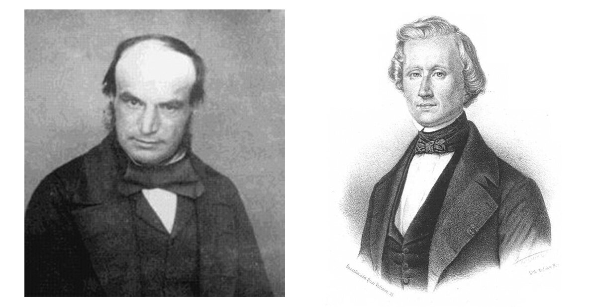 Одновременная работа математиков Джона Куча Адамса (слева) и Урбена Жан Жозефа Леверье (справа) подарила миру открытие планеты Нептун в 1846 г. Фото из открытых источников.