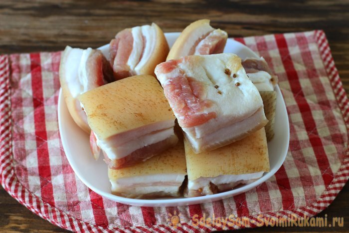 Сало «Дамское» - нежный посол с солью и сахаром