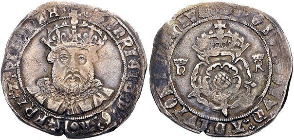 Один шиллинг с "медным носом" короля.