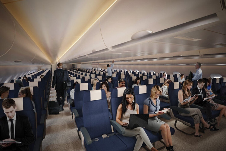 Пассажирский салон самолёта Фриджет