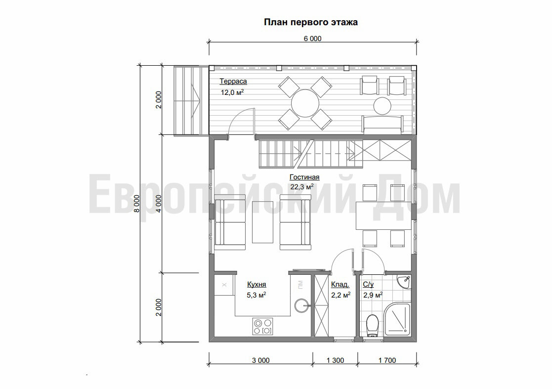 Планировка первого этажа. Источник фото: dom-bt.com