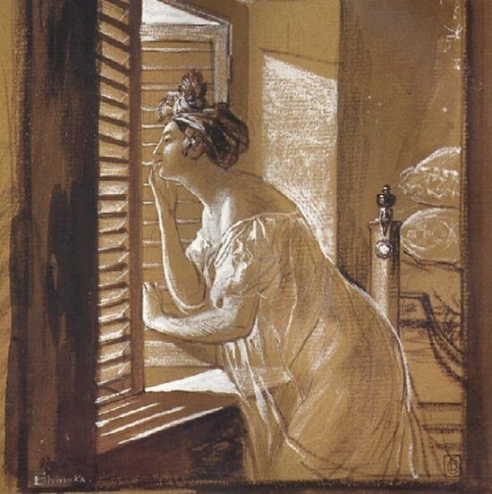  Карл Брюллов. Женщина, посылающая поцелуй из окна. 1826. Русский музей