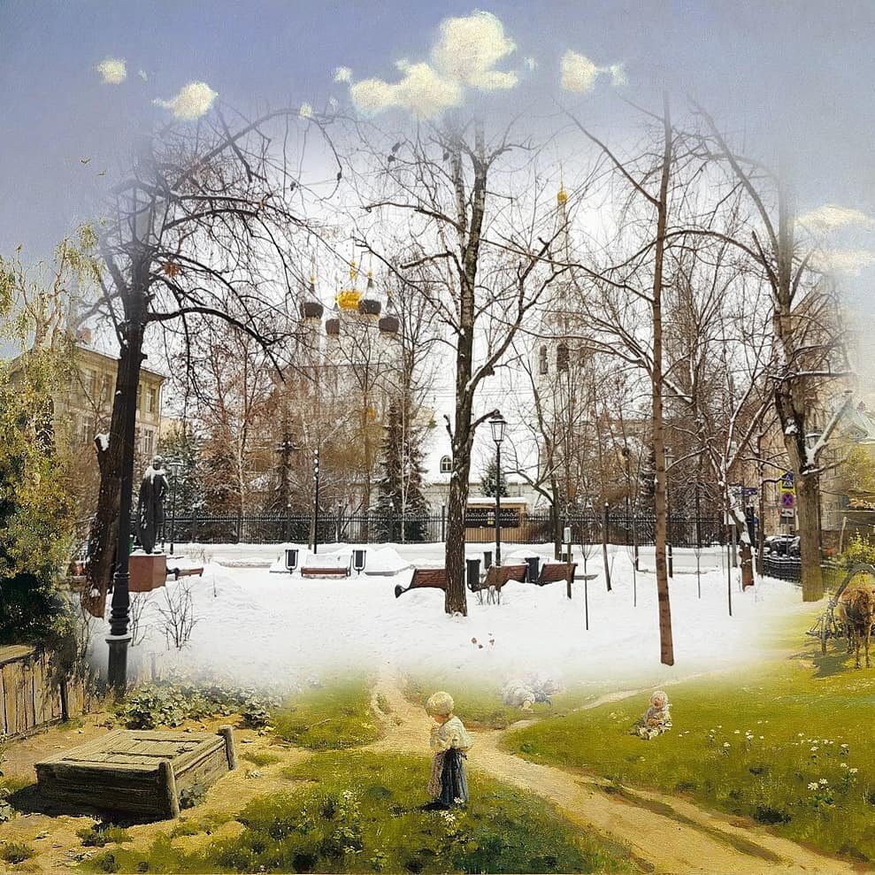 Московский дворик тогда и сейчас