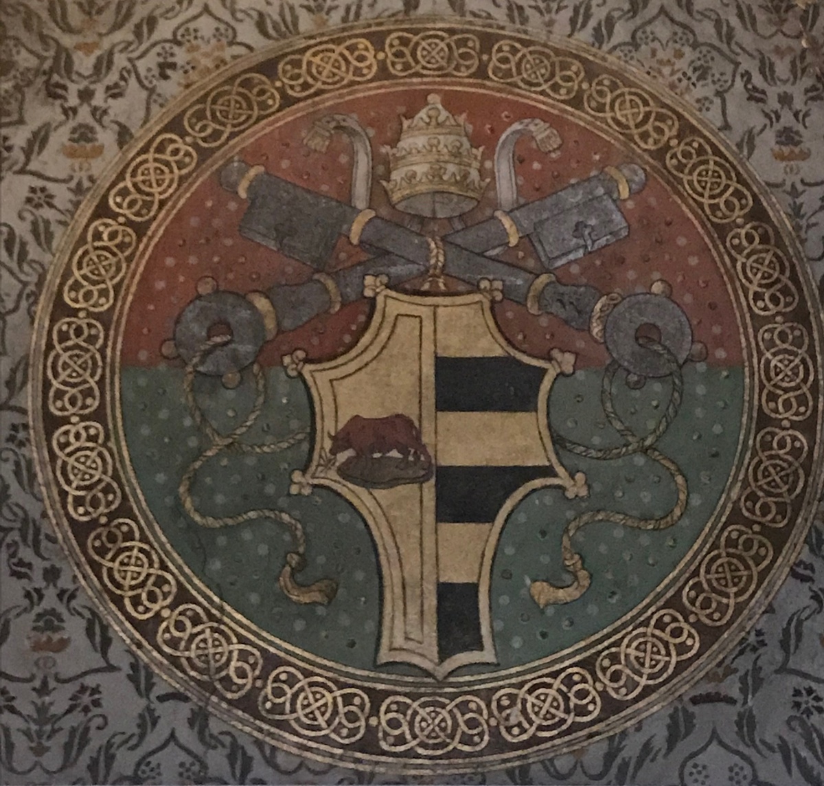 Герб Борджиа, сохранившийся на стенах Ватикана. 