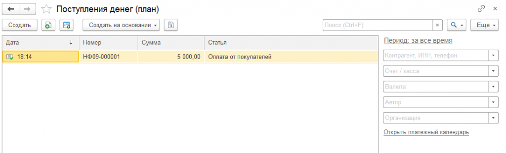 Поступление денег не было