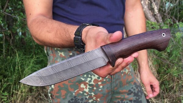 Нож СКАТ из дамасской стали