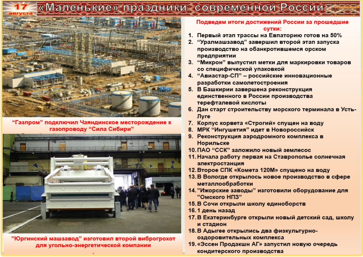  яостижений России за прошедшие сутки