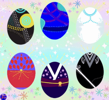 Коллекция пасхальных яиц в дизайне костюмов российских фигуристок (gif файл автора)