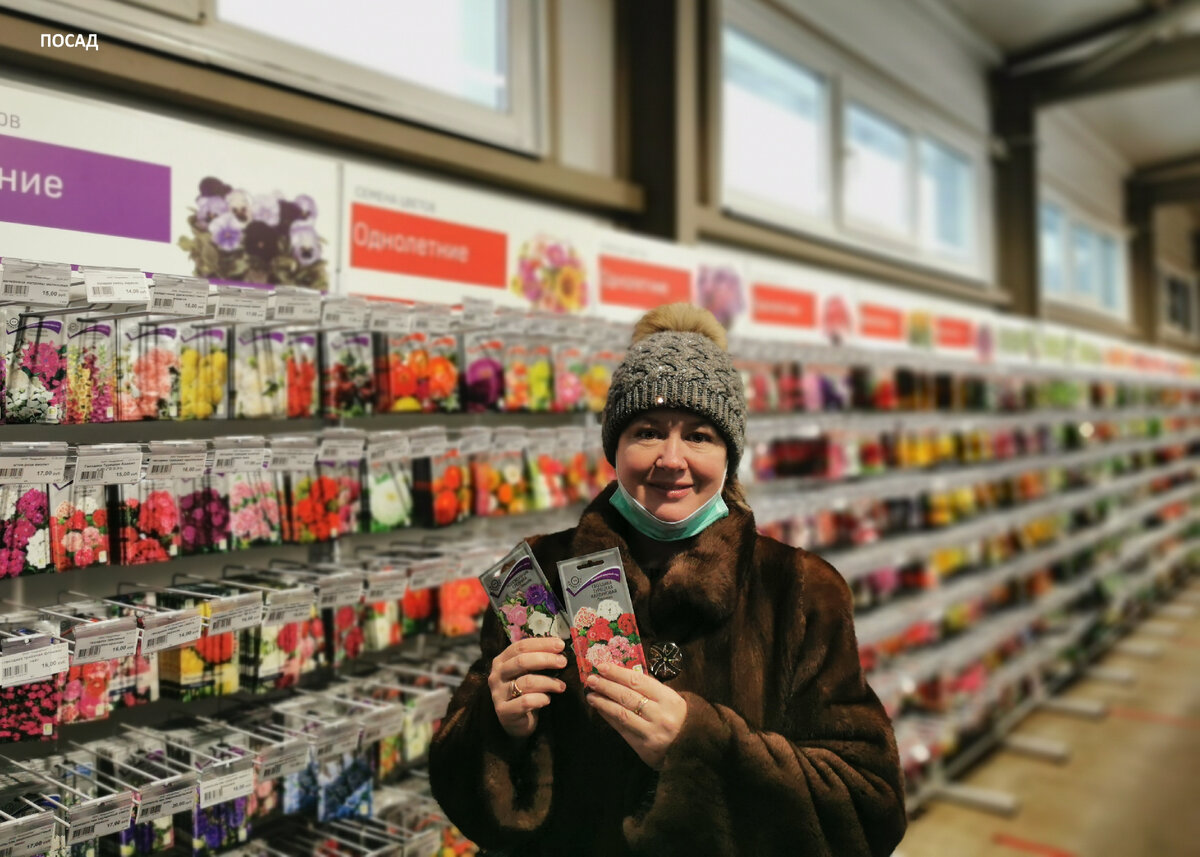 Обратите внимание, как много посетителей в магазине! Выбираю семена спокойно, без суеты.