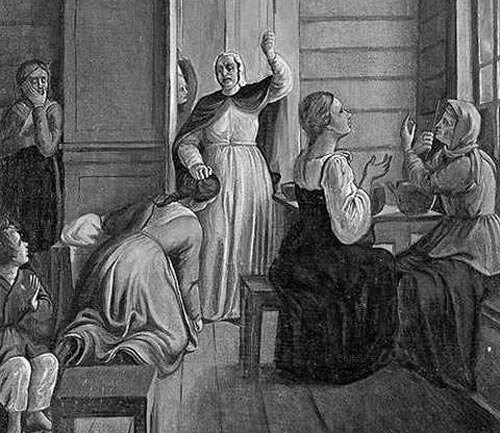 В зарисовке Салтычиха наказывает молодую крестьянку за пыль в щелях досок.