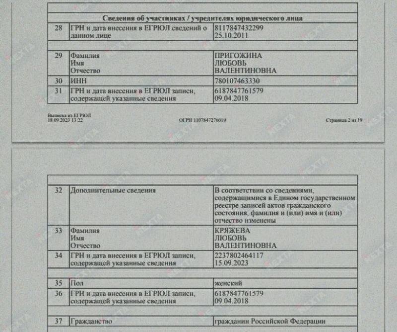    Вдова Евгения Пригожина сменила фамилию