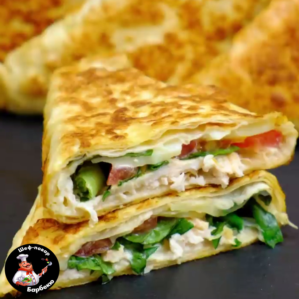 Лаваш с начинкой на сковороде