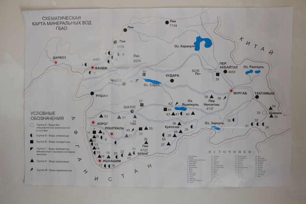 Карта минеральных источников, составленная доктором Ширинбеком Давлатмамадовым