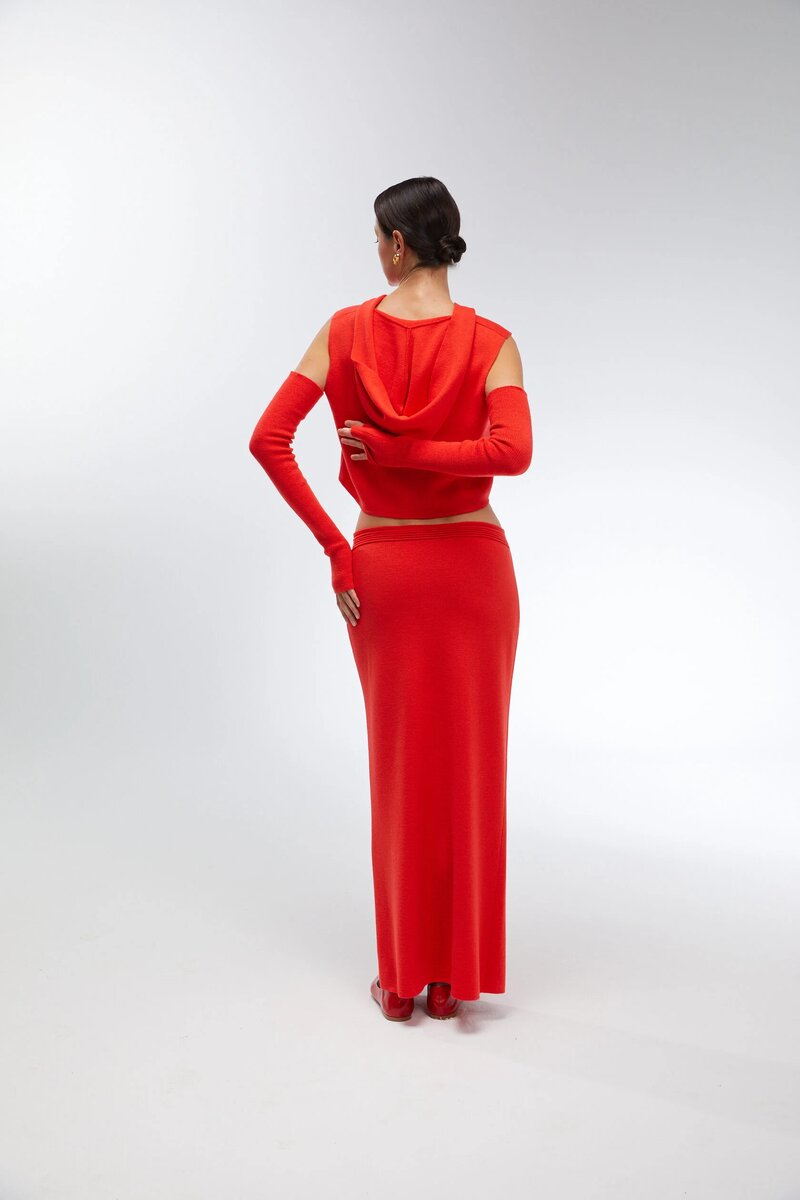 Юбка макси и кроп-свитер с капюшоном LYNA+