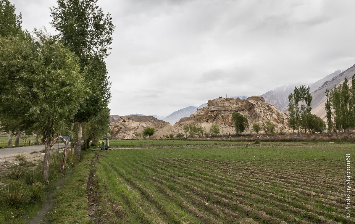 Вид с запада на крепость Ках-Каха. Справа хребет Гиндукуш и Афганистан