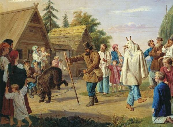 Ф.Н. Рисс "Скоморохи в деревне". ru.m.wikipedia.org