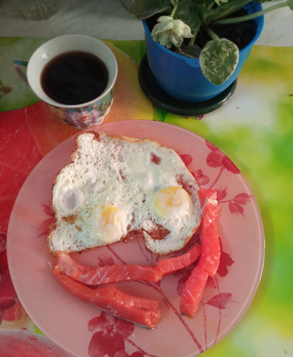 Завтрак  форель    слабосоленая-82гр., яичница  из двух  яиц-102гр.  К-361,58        Б-31,51      Ж-26,27        У-0,82.