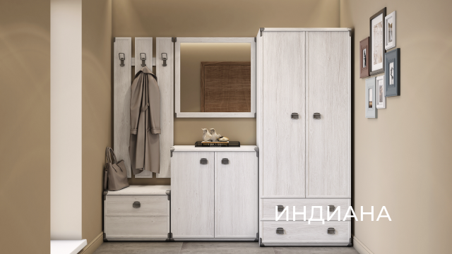 Мебель для прихожей Индиана сосна каньон (белая)