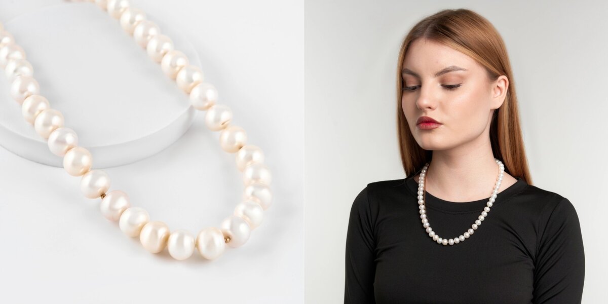 Золотые бусы с жемчугом 000-374200