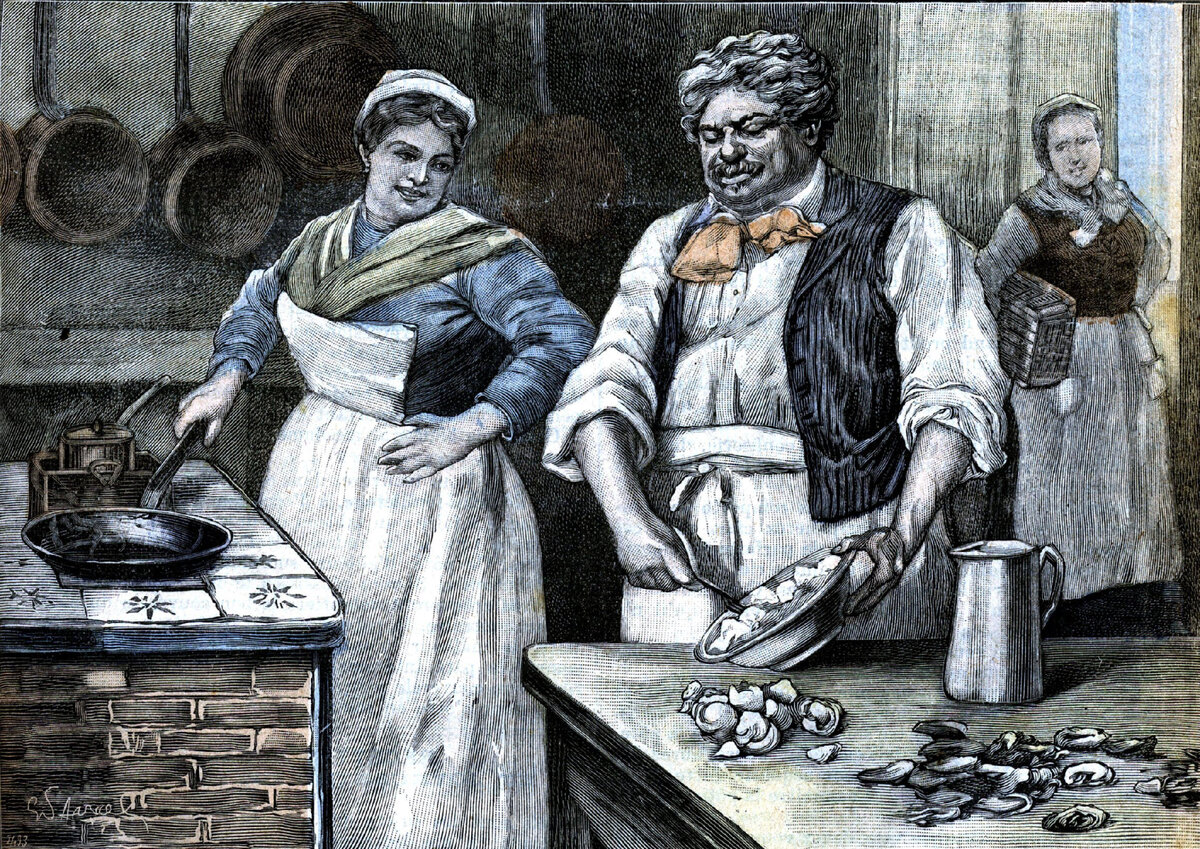 Александр Дюма-старший, известный как Дюма-отец, готовит свой омлет с устрицами