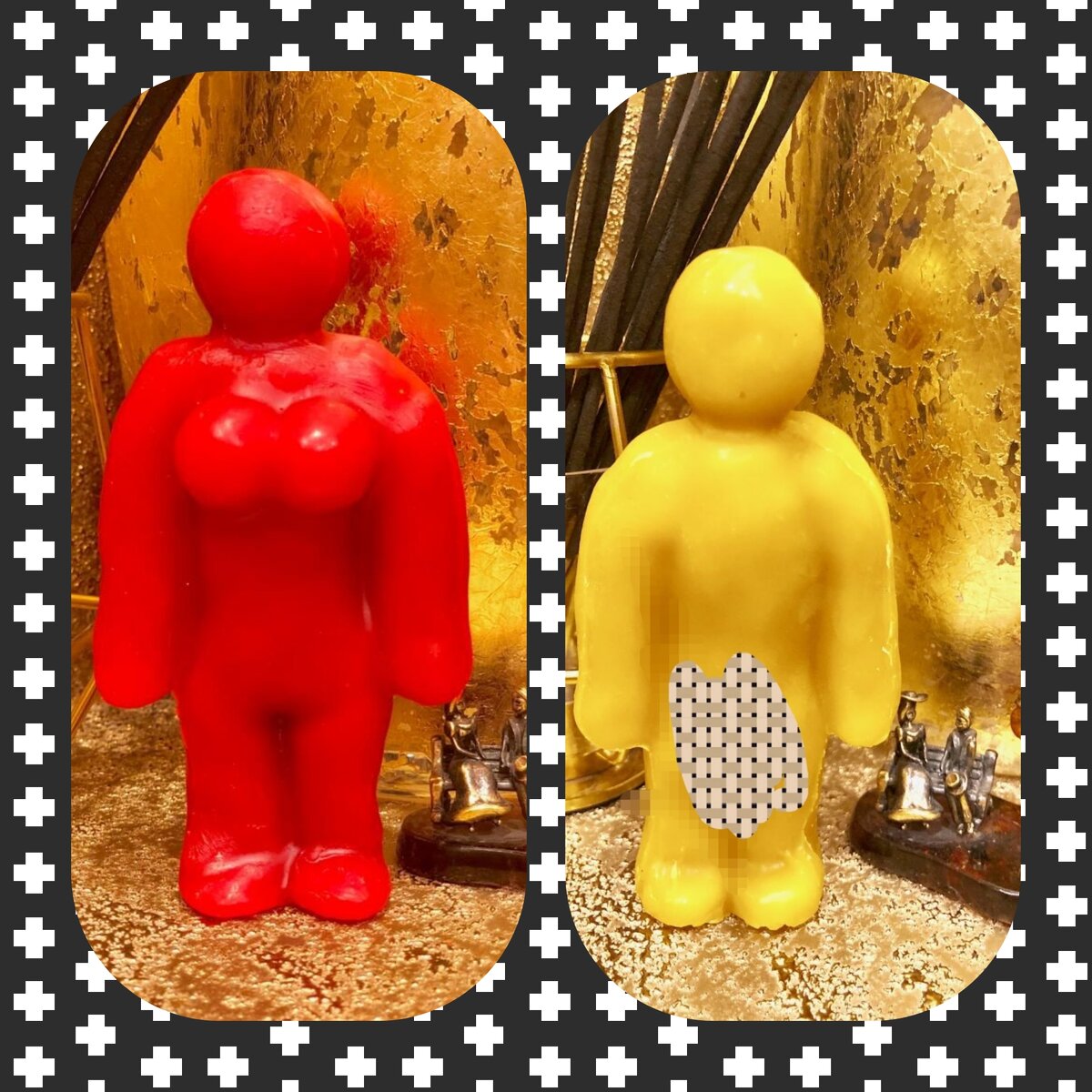 Женский и мужской вольты из воска. Фото Яндекс , коллаж автора