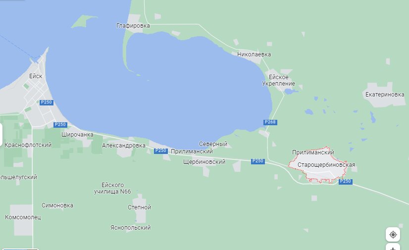 Старощербиновская на гугл-карте