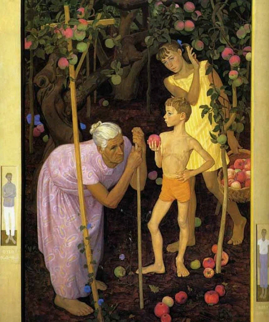 Д. Жилинский "Под старой яблоней" (Изображение из открыты источников). 