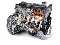 Из-за своей экономичности и особенности образования топливо-воздушной смеси, дизельный двигатель уступает по итоговой мощности на литр объема бензиновому. Данный вопрос решается установкой на дизельный мотор воздушной турбины и интеркуллера для охлаждения нагнетаемого воздуха. При использовании турбины, КПД двигателя увеличивается за счет нагнетаемого в цилиндры воздуха. Выражаясь простым языком, во впускной коллектор нагнетается воздух под давлением около 1,2 бар, после чего с таким же показателем давления воздух поступает в цилиндры. Теперь двигателю не нужно затрачивать работу по засасыванию воздуха в цилиндры. 