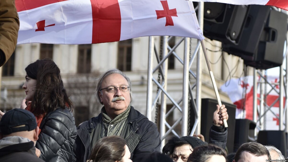 Григол Вашадзе на митинге объединённой грузинской оппозиции