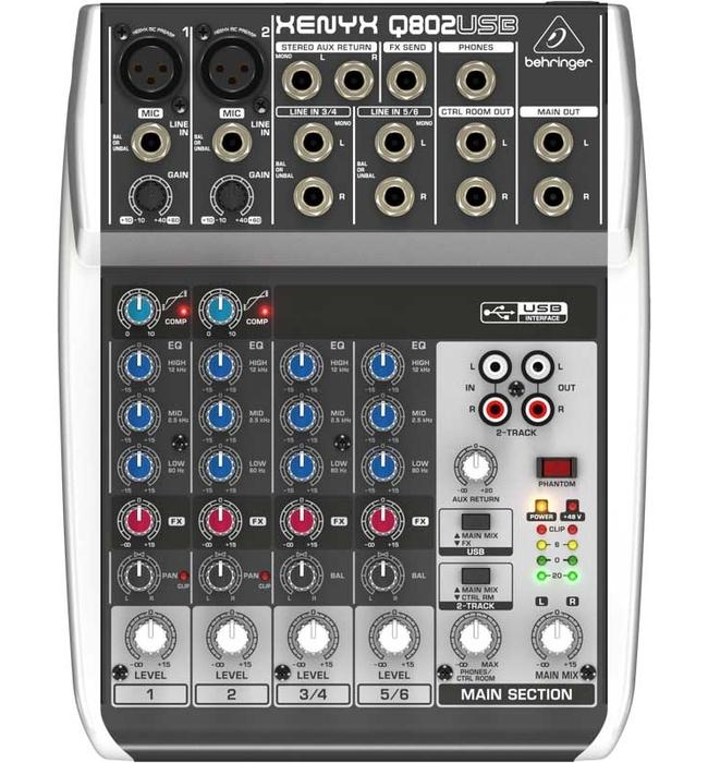 Так выглядит скромный аналоговый микшер от фирмы Behringer. Был у меня такой когда-то