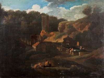 Гаспар Дюге Пейзаж с пастухами
Италия, 1669-1671 годы
Холст, масло. 49,5×65 см
БСИИ ASG, инв. №04-1303