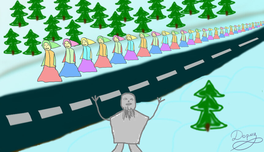 Дорми и бабушки (рисунок автора)