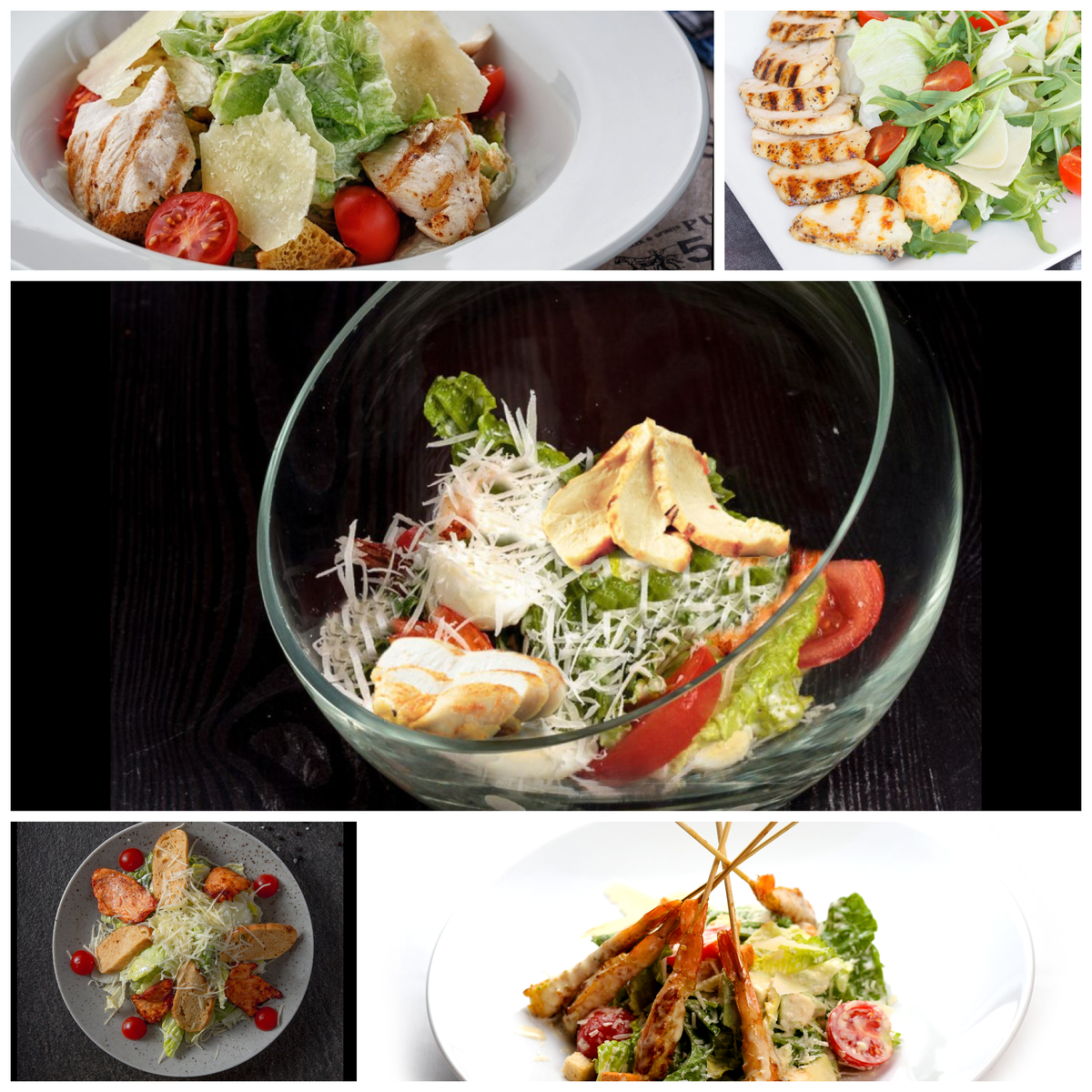 Варианты подачи салата Цезарь