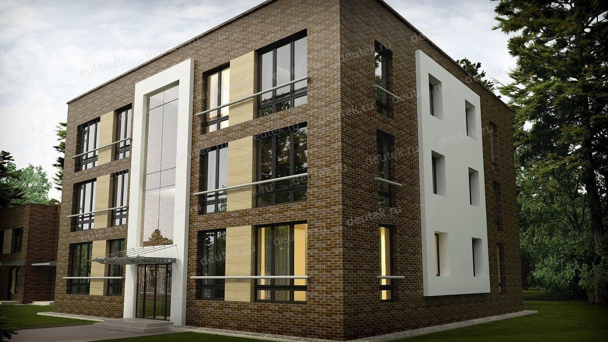 Проект трехэтажного многоквартирного дома 650 м2 в современном стиле - L-9