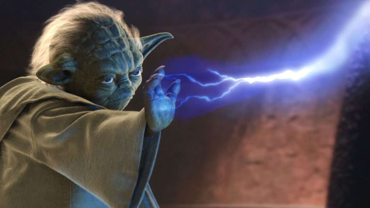 Йодо использует силу. Кадр из фильма Звёздные войны.
