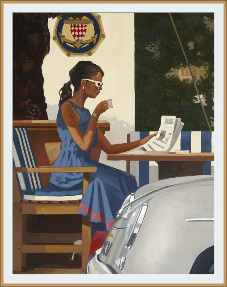 Картина художника Джека Веттриано / Jack Vettriano / 'Morning News' inspired and commissioned by the Monaco Yacht Club in 2009 and featured in the Days of Wine and Roses exhibition in 2010 at Kirkcaldy Galleries / Картина "Утренние новости", вдохновленная и заказанная яхт-клубом Монако в 2009 году и представленная на выставке "Дни вина и роз" в 2010 году в галереях Киркалди