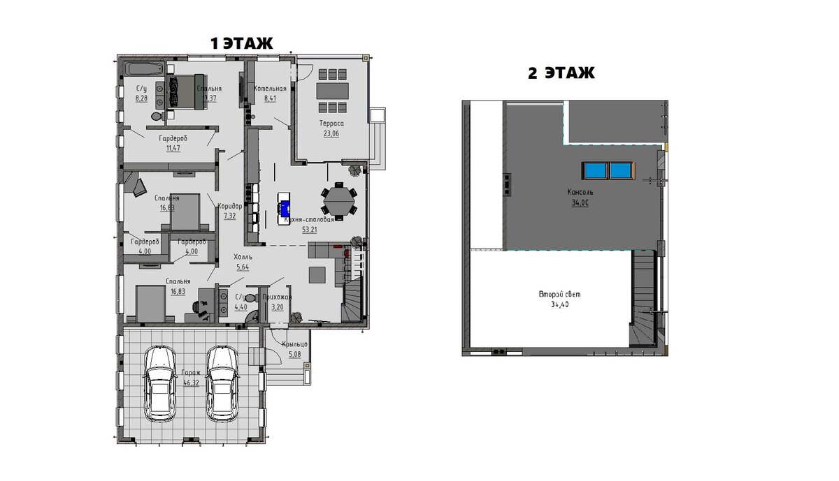 План 1го этажа и консоли над кухней.