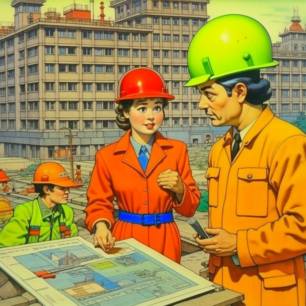 Вот такую картину на тему: "Строитель отказывает женщине в ее просьбе" - нарисовал мне editor.fusionbrain.ai. Спасибо.