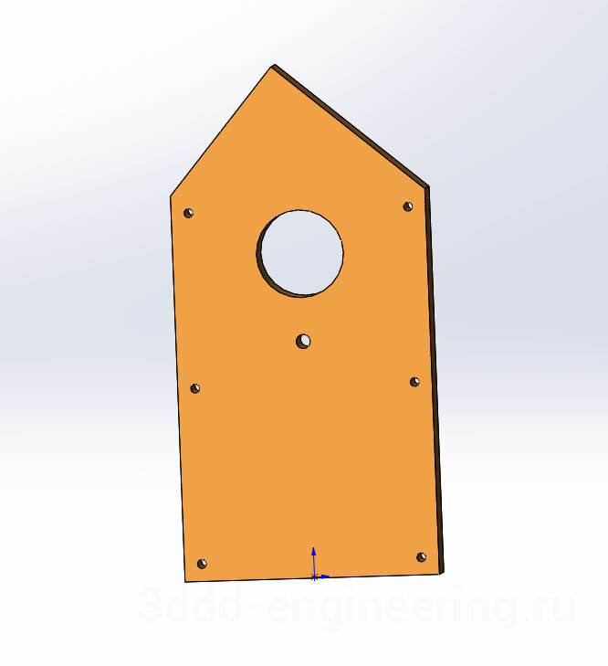 Деталь скворечника стенка передняя в SolidWorks.