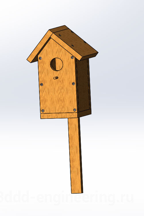 Сборка скворечника в SolidWorks.